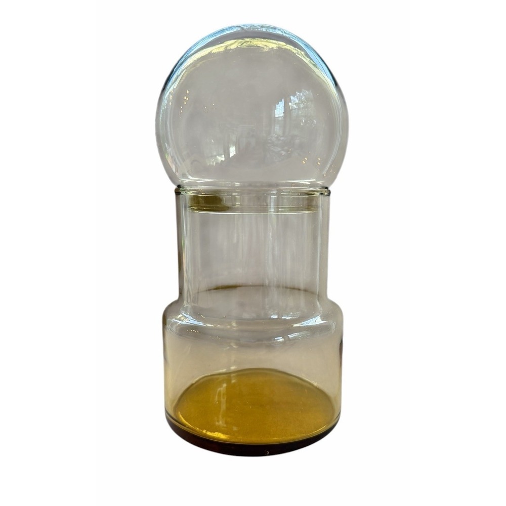 Vintage Federal Glass Amber Bubble Top Jar Canister